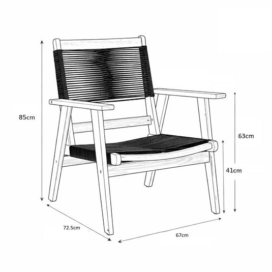 Silla Plegable de Madera para Exterior Lomy, Negro, con Brazos