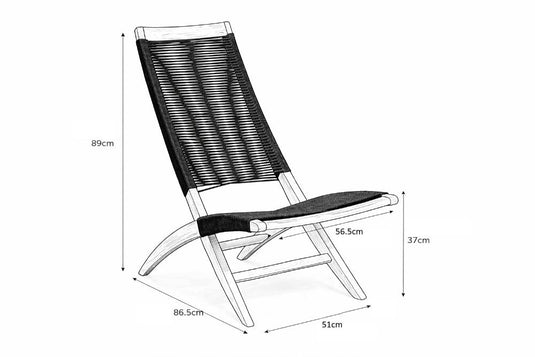 Silla Plegable de Madera para Exterior Lomy, Negro, sin Brazos