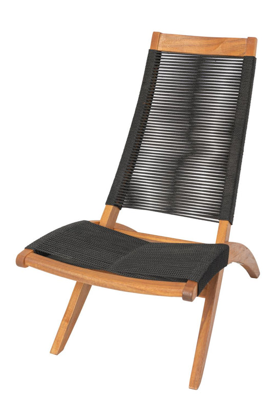 Silla Plegable de Madera para Exterior Lomy, Negro, sin Brazos