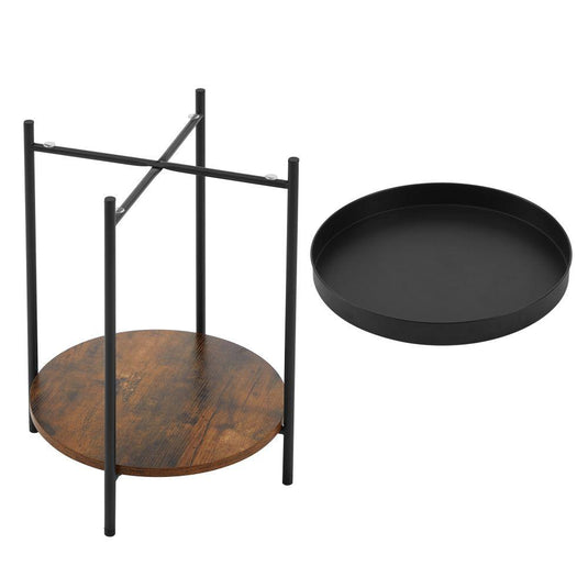 Mesa Auxiliar Tree, Negro y Roble, Ideal para Espacios Reducidos