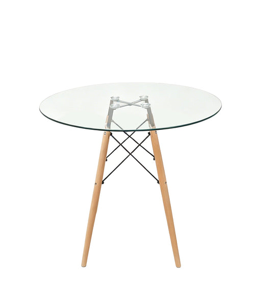 Combo para Sala Caprin, Incluye Mesa Redonda de Vidrio y 4 Sillas