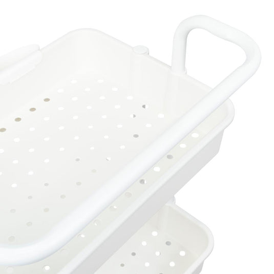 Mueble Auxiliar Multiusos Rolling, Blanco, con Tres Niveles y Rodachines para su Fácil Desplazamiento