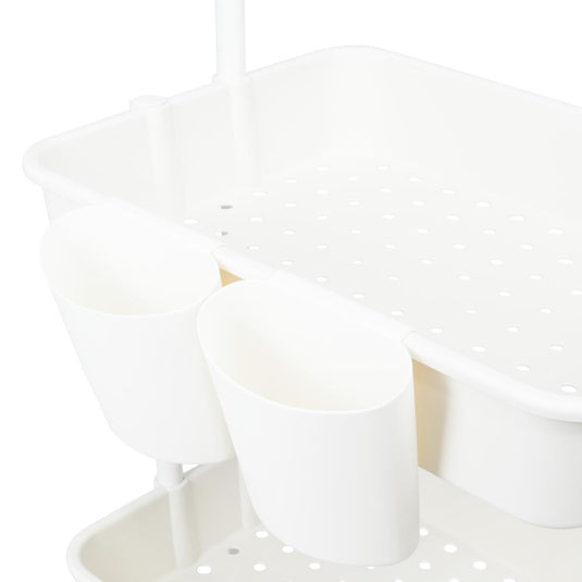 Mueble Auxiliar Multiusos Rolling, Blanco, con Tres Niveles y Rodachines para su Fácil Desplazamiento
