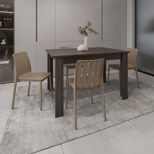 Combo Tribo, Incluye Comedor y 4 Sillas con Espaldar en Color Taupe