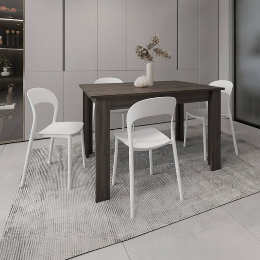 Combo Aura, Incluye Comedor y 4 Sillas con Espaldar Color Blanco
