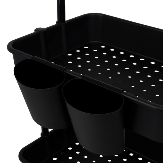 Mueble Auxiliar Multiusos Rolling, Negro, con Tres Niveles y Rodachines para su Fácil Desplazamiento