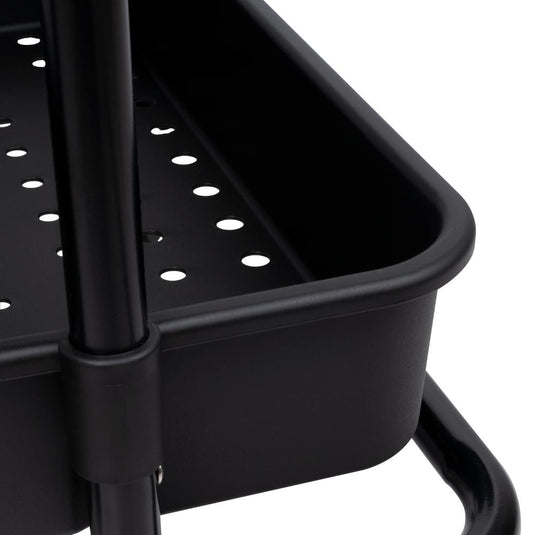 Mueble Auxiliar Multiusos Rolling, Negro, con Tres Niveles y Rodachines para su Fácil Desplazamiento