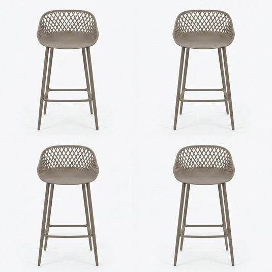 Set de 4 Sillas para Bar India, Color Taupe, con Estructura Metálica