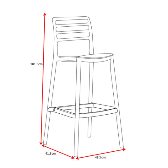Silla para Bar Palawan, Negro, con Espaldar Abierto y Diseño Minimalista