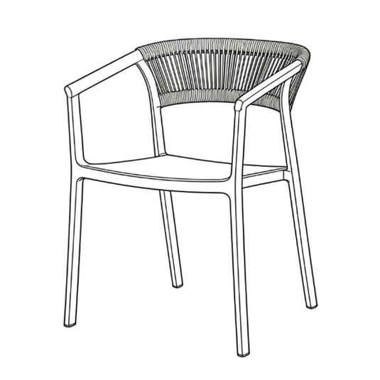 Silla Balí, Taupe, con Espaldar en Cuerdas y Diseño Moderno