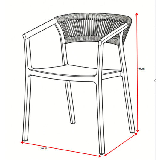 Silla Balí, Taupe, con Espaldar en Cuerdas y Diseño Moderno