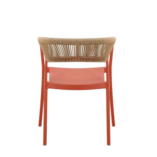 Set de 2 Sillas Balí, Terracota, con Espaldar en Cuerdas y Diseño Moderno