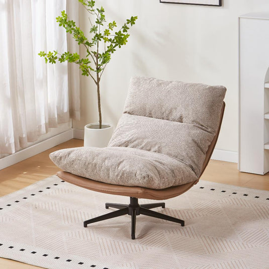 Poltrona Giratoria Marsella, Taupe y Beige, Con Diseño Moderno