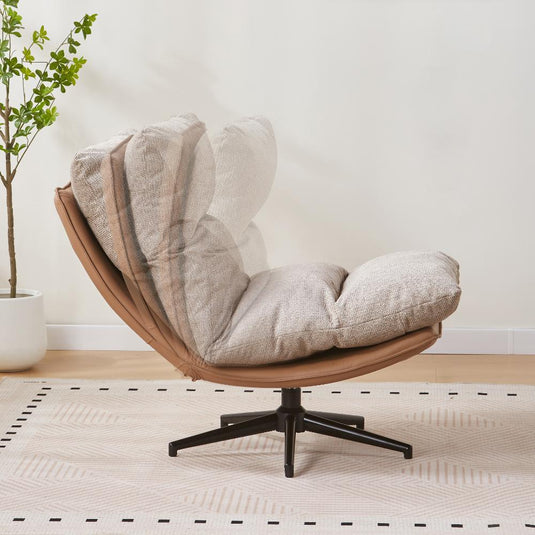 Poltrona Giratoria Marsella, Taupe y Beige, Con Diseño Moderno