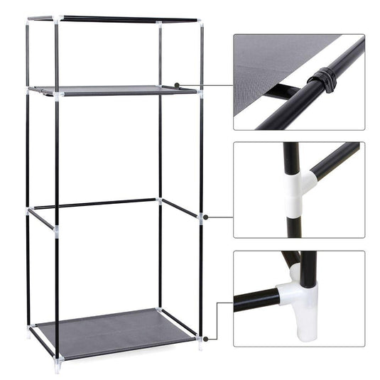 Clóset Portátil Jeasken, Gris, Variedad de Entrepaños en Tela