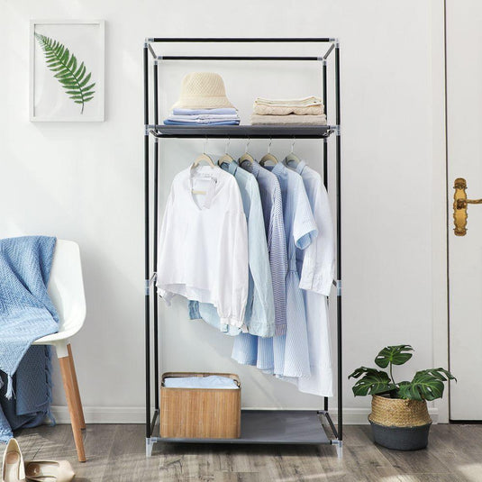 Clóset Portátil Jeasken, Gris, Variedad de Entrepaños en Tela
