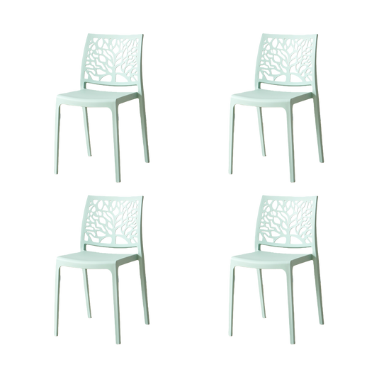 Set de 4 Sillas Harlem, Azul Claro, con Espaldar en Forma de Árbol y Diseño Minimalista