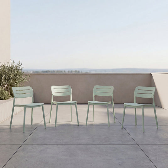 Set de 4 Sillas Harriman, Azul Claro, con Medio Espaldar y Diseño Minimalista