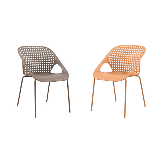 Set de 2 Sillas Imperial, Color Taupe y Naranja, con Espaldar