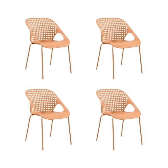 Set de 4 Sillas Senit con Brazos, Color Naranja, con Espaldar y Diseño Moderno
