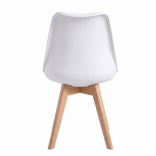 Kit Silla Derik, Blanco y Café Claro, con Espaldar y Patas en Madera X2