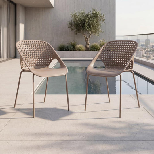 Set de 2 Sillas Senit con Brazos, Color Taupe, con Espaldar y Diseño Moderno