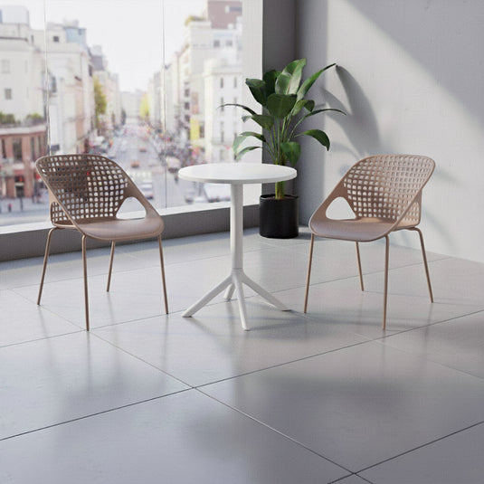 Set de 4 Sillas Senit con Brazos, Color Taupe, con Espaldar y Diseño Moderno