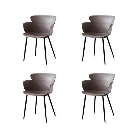 Set de 4 Sillas Miami con Brazos, Color Taupe, con Espaldar y Diseño Moderno
