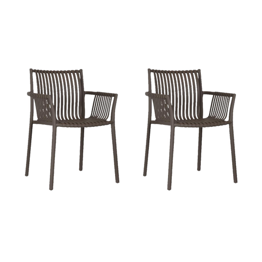 Set de 2 Sillas Madrid con Brazos, Color Taupe, con Espaldar y Diseño Moderno