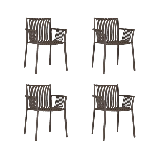 Set de 4 Sillas Madrid con Brazos, Color Taupe, con Espaldar y Diseño Moderno