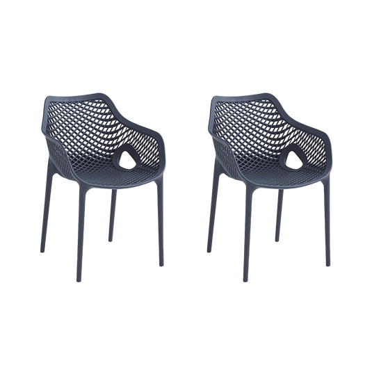 Set de 2 Sillas con Brazos Miame, Gris Oscuro, con Espaldar y Diseño Moderno