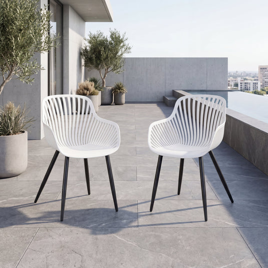 Set de 2 Sillas Victoria, Blanco, con Espaldar Minimalista y Diseño Moderno