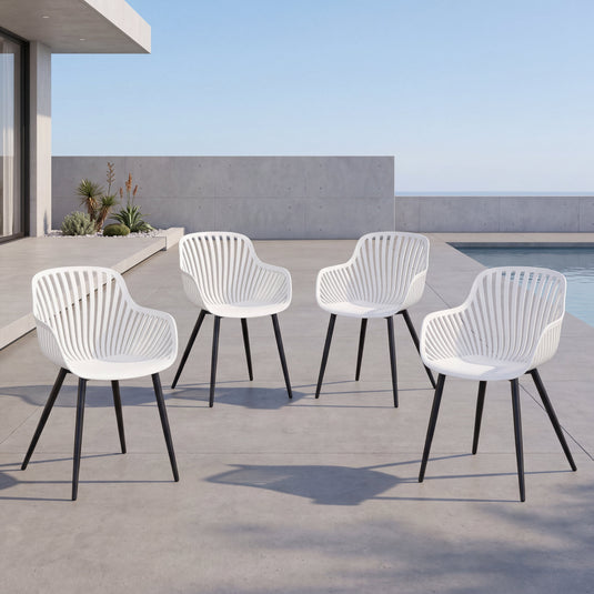 Set de 4 Sillas Victoria, Blanco, con Espaldar Minimalista y Diseño Moderno