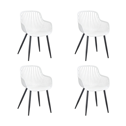Set de 4 Sillas Victoria, Blanco, con Espaldar Minimalista y Diseño Moderno