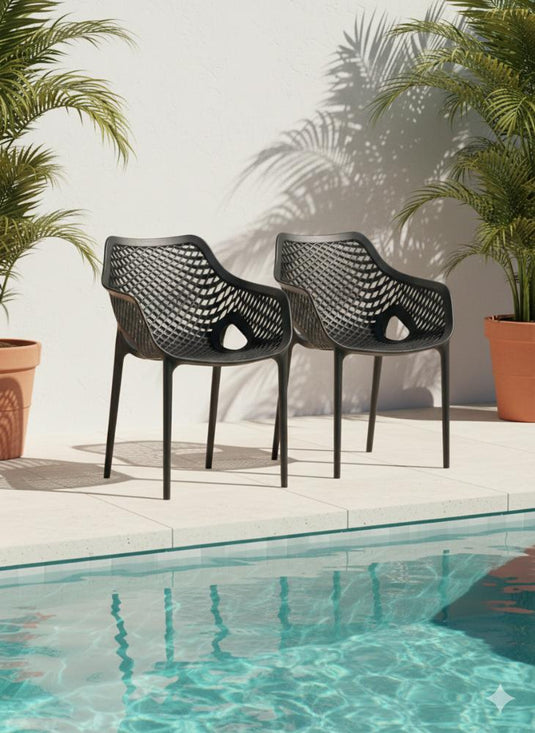 Set de 2 Sillas con Brazos Miame, Negro, con Espaldar y Diseño Moderno