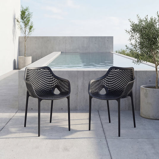 Set de 2 Sillas con Brazos Miame, Negro, con Espaldar y Diseño Moderno