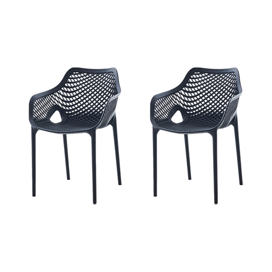 Set de 2 Sillas con Brazos Miame, Negro, con Espaldar y Diseño Moderno