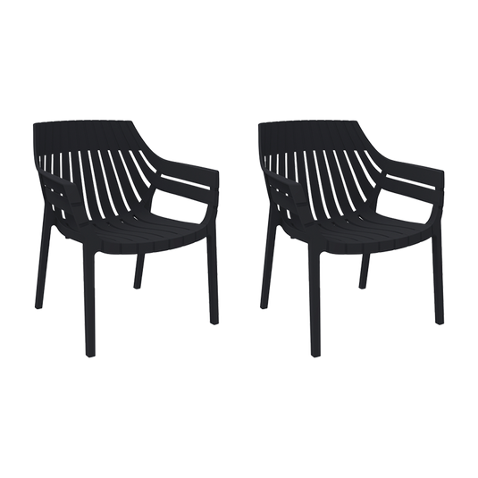 Set de 2 Sillas con Brazos Arena, Negro, con Espaldar y Diseño Moderno