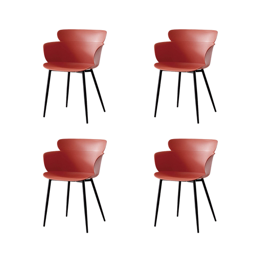 Set de 4 Sillas Miami con Brazos, Color Rojo, con Espaldar y Diseño Moderno