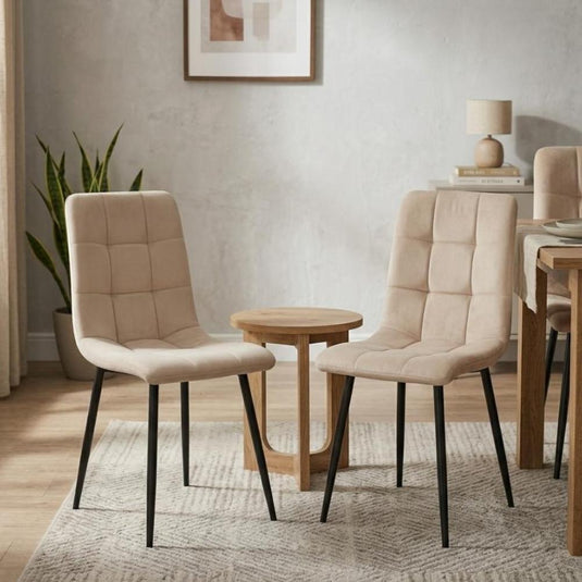 Set de 4 Sillas de Comedor Flex, Color Beige, con Espaldar y Diseño Moderno