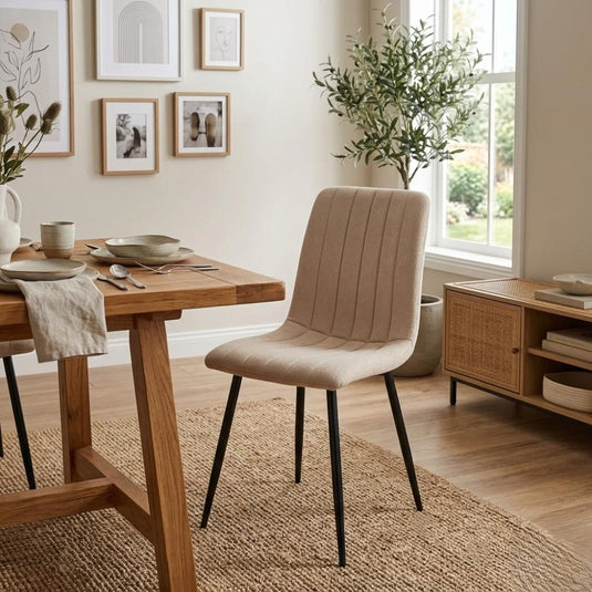Set de 4 Sillas de Comedor Lusitano, Beige, con Espaldar y Diseño Moderno