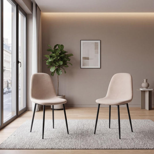 Set de 2 Sillas de Comedor Margarita, Beige, con Espaldar y Diseño Moderno