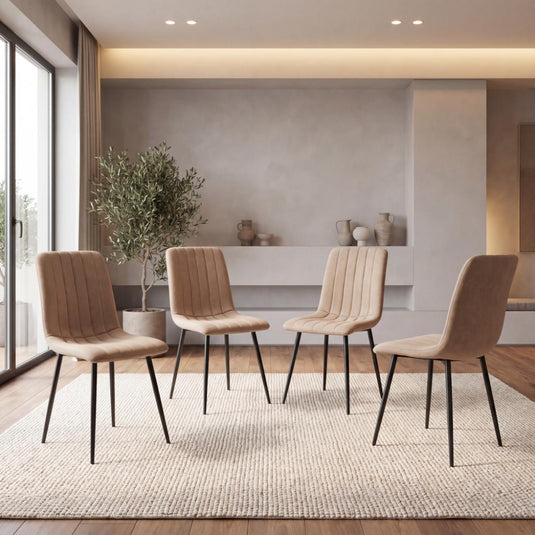 Set de 4 Sillas de Comedor Lusitano, Café, con Espaldar y Diseño Moderno