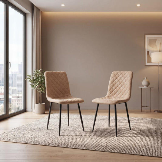 Set de 2 Sillas de Comedor Loretto, Café, con Espaldar y Diseño Moderno