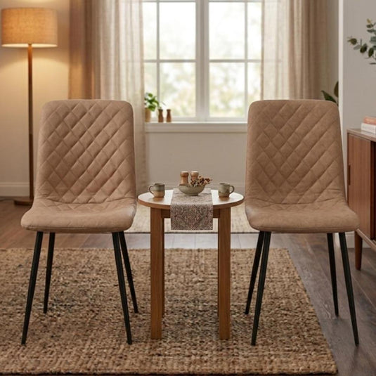 Set de 4 Sillas de Comedor Loretto, Café, con Espaldar y Diseño Moderno
