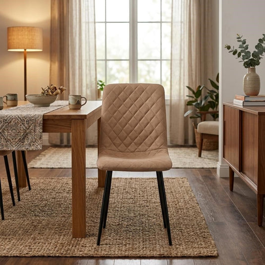Set de 4 Sillas de Comedor Loretto, Café, con Espaldar y Diseño Moderno