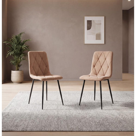 Set de 2 Sillas de Comedor Napoles, Café, con Espaldar y Diseño Moderno