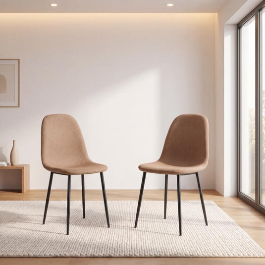 Set de 2 Sillas de Comedor Margarita, Café, con Espaldar y Diseño Moderno