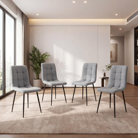 Set de 4 Sillas de Comedor Flex, Color Gris, con Espaldar y Diseño Moderno