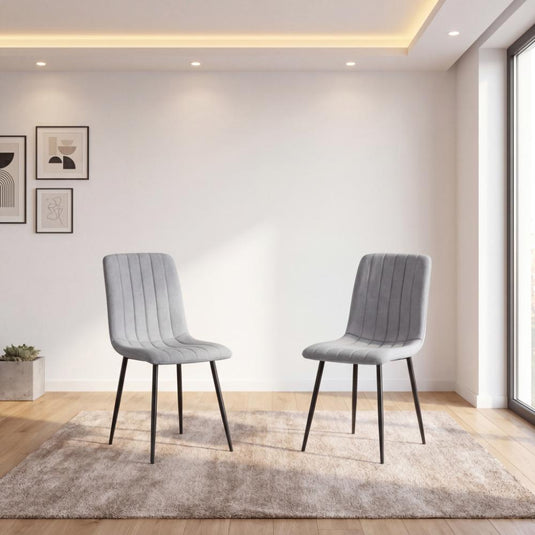 Set de 2 Sillas de Comedor Lusitano, Gris, con Espaldar y Diseño Moderno